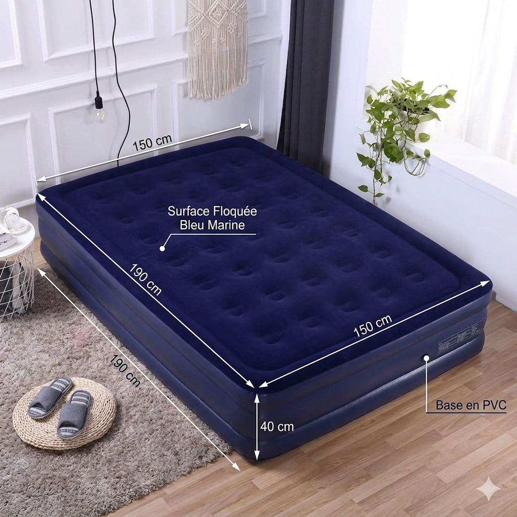 Matelas Gonflable 2 Places avec Pompe Électrique